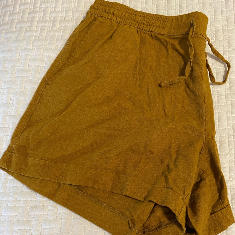 Mustard color cotton/linen shorts never worn